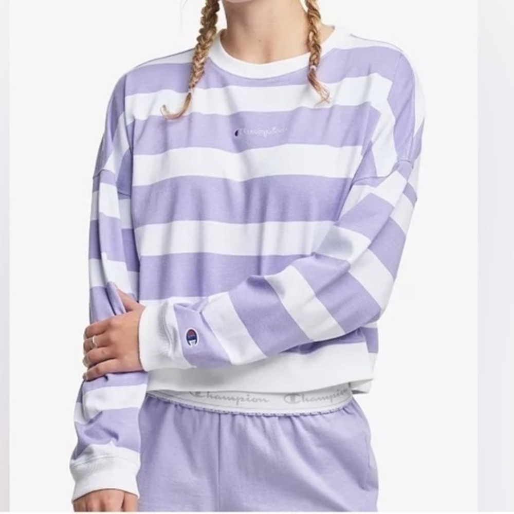 Champion striped cropped pullover XL
